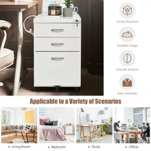 Load image into Gallery viewer, 3-Drawer Mobile File Cabinet Steel with Lock Handle-White
