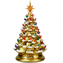 Load image into Gallery viewer, 15&quot; Pre-Lit Hand-Painted Ceramic Christmas Tree-Golden
