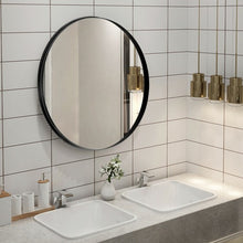 Load image into Gallery viewer, 27.5&quot; Modern Metal Wall-Mounted Round Mirror for Bathroom-Black
