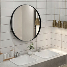 Load image into Gallery viewer, 27.5&quot; Modern Metal Wall-Mounted Round Mirror for Bathroom-Black

