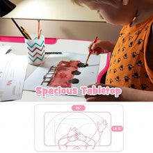 Load image into Gallery viewer, Kids Height Adjustable Desk and Chair Set with Tilted Tabletop and Drawer-Pink
