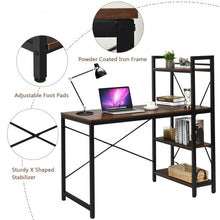 Load image into Gallery viewer, 47.5&quot; Writing Study Computer Desk with 4-Tier Shelves-Tan
