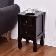 Load image into Gallery viewer, Wood Accent End Nightstand w/ 2 Storage Drawers-Black
