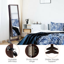 Load image into Gallery viewer, Jewelry Cabinet Stand Mirror Armoire with Large Storage Box-Brown
