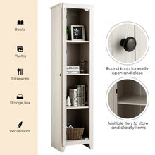 Load image into Gallery viewer, Linen Tower Bathroom Storage Cabinet Tall Slim Side Organizer with Shelf-White

