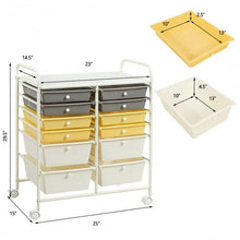 Load image into Gallery viewer, 12 Drawers Rolling Cart Storage Scrapbook Paper Organizer Bins-Yellow
