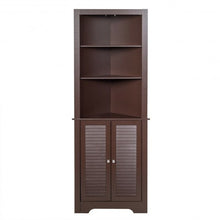 Load image into Gallery viewer, Free Standing Tall Bathroom Corner Storage Cabinet with 3 Shelves-Brown
