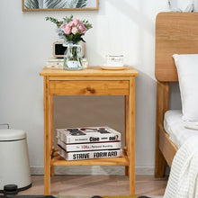 Load image into Gallery viewer, Multipurpose Bamboo Nightstand End Table Storage Shelf
