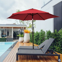 Load image into Gallery viewer, 9 ft Outdoor Market Patio Table Umbrella Push Button Tilt Crank Lift-Burgundy
