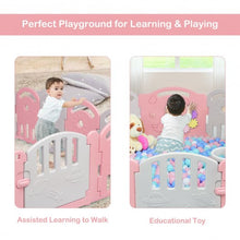 Load image into Gallery viewer, 16-Panel Baby Playpen with Music Box &amp; Basketball Hoop-Pink
