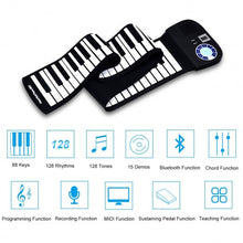 Load image into Gallery viewer, 88 Keys Midi Electronic Roll up Piano Silicone Keyboard for Beginners-Black
