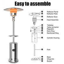 Load image into Gallery viewer, Outdoor Heater Propane Standing LP Gas Steel with Table and Wheels-Silver
