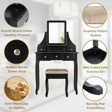 Load image into Gallery viewer, 5 Drawers Removable Box Makeup Dressing Vanity Set-Black
