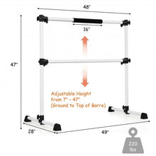 Load image into Gallery viewer, 4 ft Portable Ballet Freestanding Adjustable Double Dance Bar-Silver

