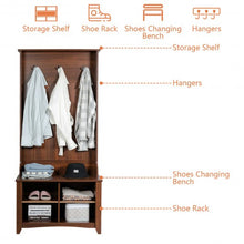 Load image into Gallery viewer, Coat Hat Rack with Shelf and 3 Hooks Organizer-Brown
