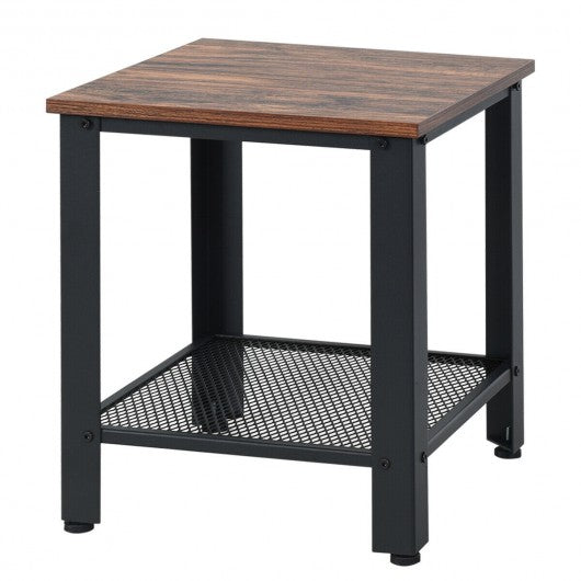 Industrial End Table 2-Tier Side Table-Black