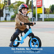 Load image into Gallery viewer, 12&quot; Kids No-Pedal Balance Bike with Adjustable Seat-Blue
