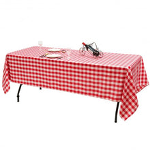 Load image into Gallery viewer, 10 Pcs 60&quot; x 102&quot; Rectangular Polyester Checker Kitchen Tablecloth-Red
