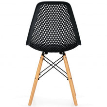Load image into Gallery viewer, 2 Pcs Modern Plastic Hollow Chair Set with Wood Leg-Black
