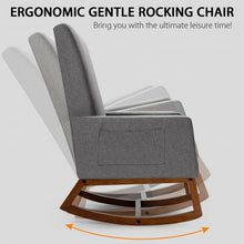Load image into Gallery viewer, Rocking High Back Upholstered Lounge Armchair with Side Pocket-Gray
