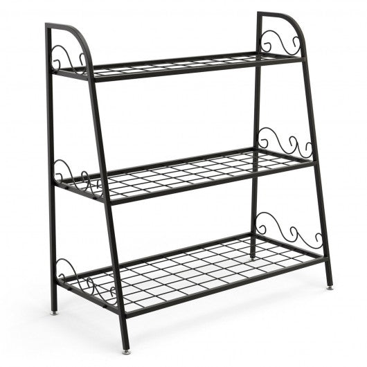 3-tier Metal Plant Stand Shelf Display Rack for Plants Shoes Flower Pot