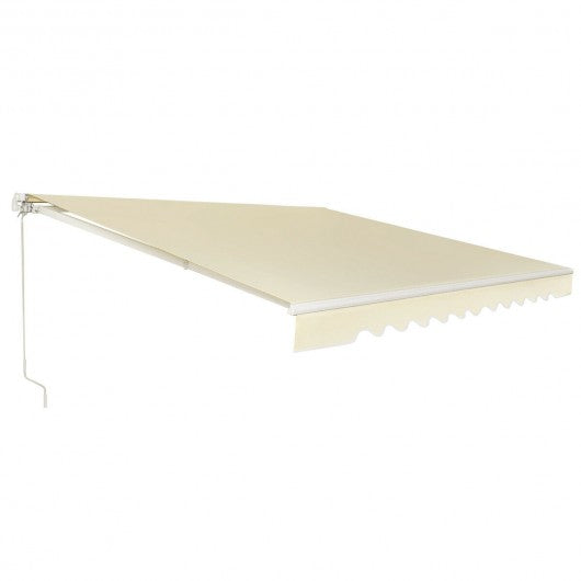 13'x8' Retractable Patio Awning Aluminum Deck Sunshade-Beige