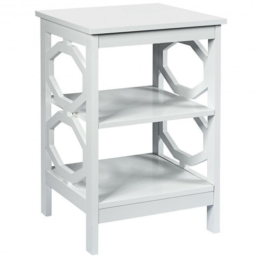 3-tier Nightstand Sofa Side End Accent Table-White