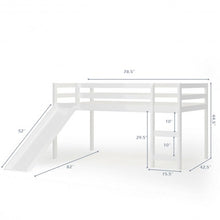 Load image into Gallery viewer, Twin Size Low Sturdy Loft Bed with Slide Wood -White
