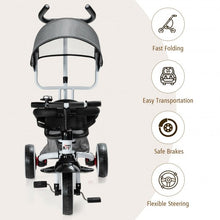 Load image into Gallery viewer, 4-in-1 Kids Baby Stroller Tricycle Detachable Learning Toy Bike-Gray
