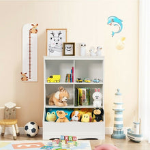 Load image into Gallery viewer, 3-Tier Children&#39;s Multi-Functional Bookcase Toy Storage Bin Floor Cabinet-White
