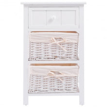 Load image into Gallery viewer, White Nightstand End Table with 2 Baskets
