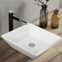 Load image into Gallery viewer, 16&quot; x 16&quot; Square Bathroom Ceramic Vessel Sink with Pop-up Drain
