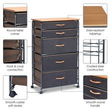 Load image into Gallery viewer, 5-Drawer Fabric Metal Frame Dresser Storage Organizer with Wheel
