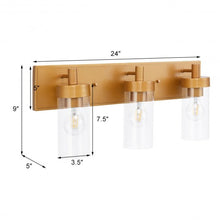 Load image into Gallery viewer, 3-Light Vanity Lamp w/ Gold Finish and Clear Glass Shade
