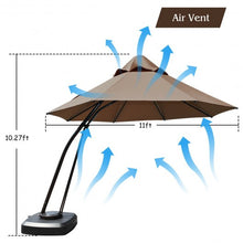 Load image into Gallery viewer, 11 Feet Outdoor Cantilever Hanging Umbrella with Base and Wheels-Tan
