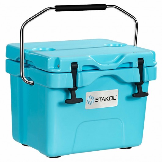 16 Quart Portable Ice Cooler with 24 Cans-Blue