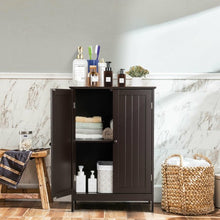 Load image into Gallery viewer, Bathroom Floor Storage Double Door Cupboard Cabinet-Brown
