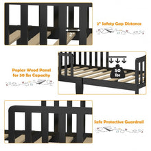 Load image into Gallery viewer, Classic Kids Wood Bed with Guardrails-Black

