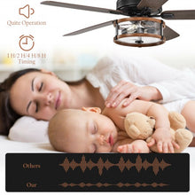 Load image into Gallery viewer, 52&quot; Retro Ceiling Fan Lamp with Glass Shade Reversible Blade Remote Control
