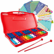 Load image into Gallery viewer, 25 Notes Kids Glockenspiel Chromatic Metal Xylophone-Red
