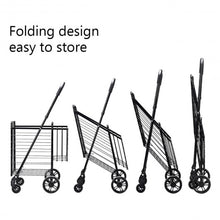 Load image into Gallery viewer, Folding Shopping Cart Basket Rolling Trolley with Adjustable Handle-Black
