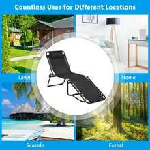 Load image into Gallery viewer, Folding Heightening Design Beach Lounge Chair with Pillow for Patio-Black
