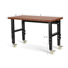 Load image into Gallery viewer, 48&quot;×24&quot; Adjustable Height Workbench Mobile Tool Bench Bamboo Top w/Caster-CF
