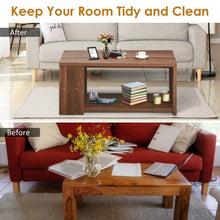 Load image into Gallery viewer, Coffee Table Sofa Side Table with Storage Shelves -Walnut
