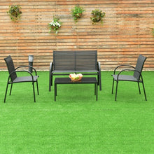 Load image into Gallery viewer, 4 Pcs Patio Steel Frame Coffee Table Furniture Set
