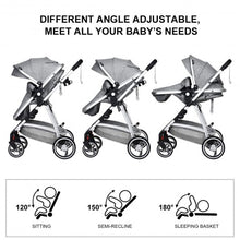 Load image into Gallery viewer, 2 in 1 High Landscape Convertible Reversible Bassinet Pram-Light Gray
