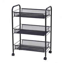 Load image into Gallery viewer, Black/Gray 3 Tier Storage Rack Trolley Cart-Black
