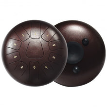 Load image into Gallery viewer, 10&quot; High Carbon 11 Notes Steel Tongue Drum with Drum Hammer-Coffee
