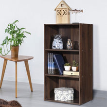 Load image into Gallery viewer, 3 Open Shelf Bookcase Modern Storage Display Cabinet-Walnut
