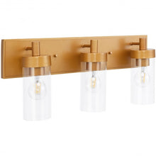 Load image into Gallery viewer, 3-Light Vanity Lamp w/ Gold Finish and Clear Glass Shade

